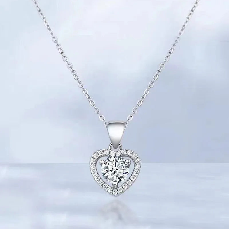 925 Sterling Silver Moissanite Pendant Necklace for Women – 2-3CT Simple Luxury Design, Perfect for Weddings & Holiday Gifts Lucie