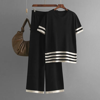 Women's Two-Piece Sweater Set – Solid Color Sweater & Half-Wrap Hip Skirt for Autumn and Winter Fashion Viena