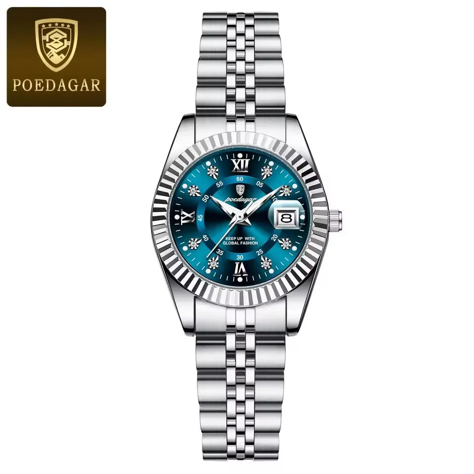 POEDAGAR 780 Luxury Quartz Watch for Women – Elegant Waterproof Luminous Ladies Stainless Steel Watch