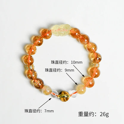 Natural Gem Citrine & Tiger's Eye Bracelet with Feng Shui Pi Xiu Charm – Spiritual Jewelry for Good Fortune
