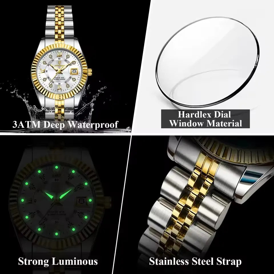 POEDAGAR 780 Luxury Quartz Watch for Women – Elegant Waterproof Luminous Ladies Stainless Steel Watch