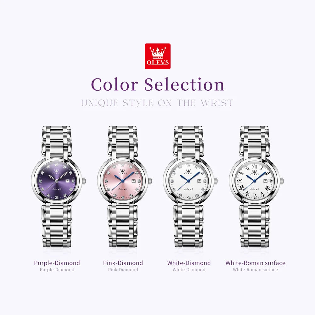OLEVS Women’s Quartz Watch – Silver, Waterproof, Fashionable Design
