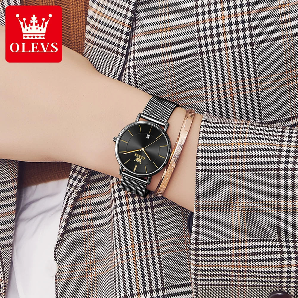 OLEVS 5869 Women’s Quartz Watch – Waterproof, Ultra-Thin, Mesh Steel Strap, Elegant Luxury Design