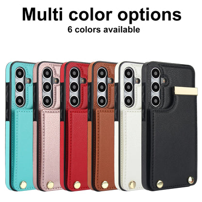 Magnetic Leather Wallet Phone Case | Shockproof Card Holder Back Cover for Samsung S24 & iPhone 15 Pro Max
