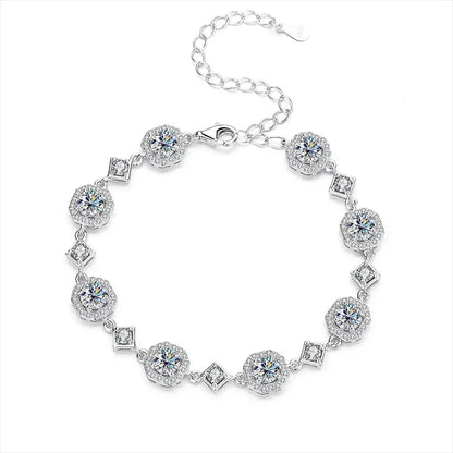 4CT Round Cut Moissanite Bracelet – 925 Sterling Silver Chain, Rhodium-Plated Jewelry for Women & Girls, Perfect Anniversary Gift Irina