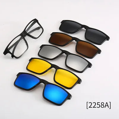 5-in-1 Polarized Magnetic Clip-On Sunglasses for Men & Women – Optical Frame with Magnet Clip-On Sun Glasses Robb