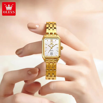 OLEVS 5616 Women’s Luxury Watch - Stainless Steel Strap, Waterproof Quartz Wristwatch with Roman Numerals & Calendar