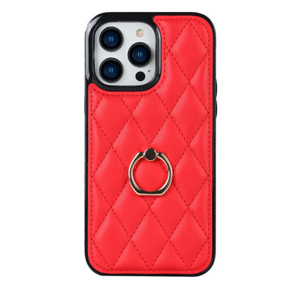Luxury Leather Phone Case with Rotating Metal Ring | Shockproof Cover for iPhone 14, 13, 12, 11 Pro Max