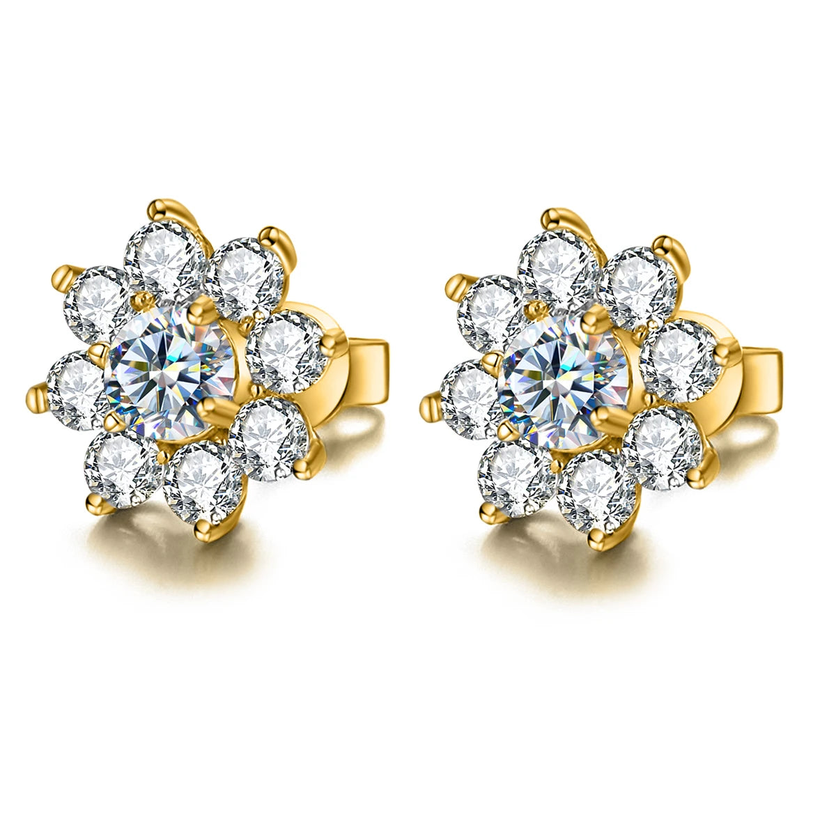 GRA Certified 0.5CT Moissanite Flower Stud Earrings – 925 Sterling Silver Solitaire Wedding & Party Jewelry for Women