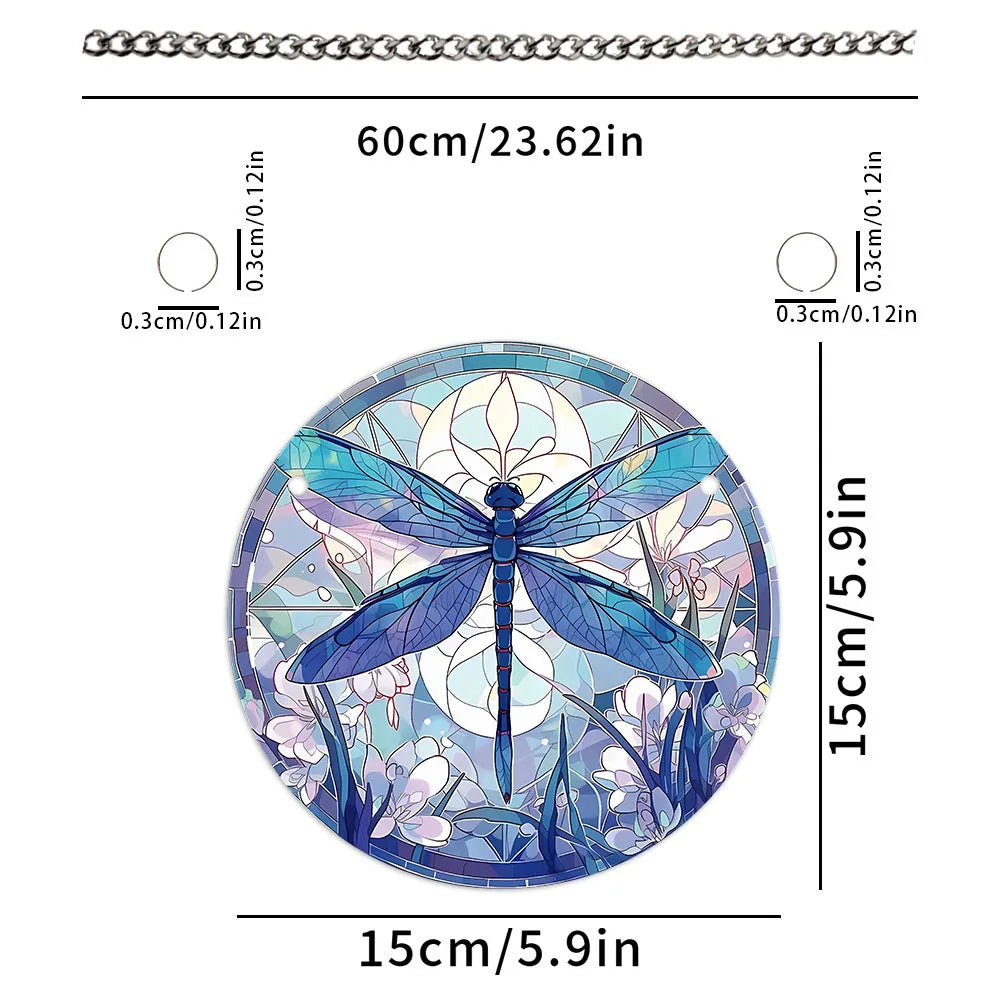 Tree of Life Suncatcher – 15cm Round Dyed Acrylic Window Hanging with Metal Chain, Peaceful Home Decor Gift