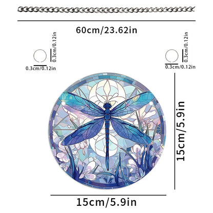 Tree of Life Suncatcher – 15cm Round Dyed Acrylic Window Hanging with Metal Chain, Peaceful Home Decor Gift
