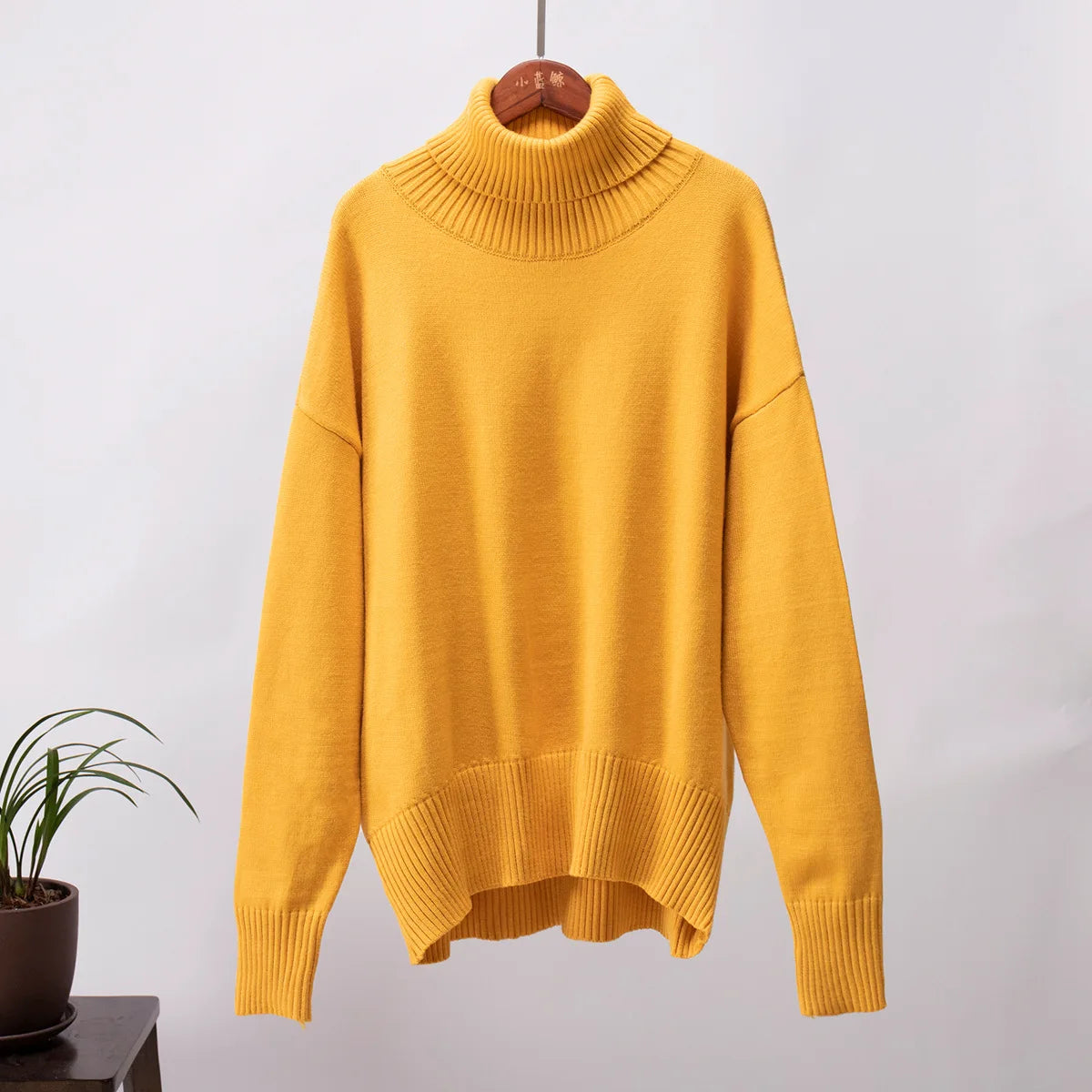 Women's Warm Wool Turtleneck Sweater - Cozy High Neck Knitwear Jumper for Casual Daily Wear Cecily