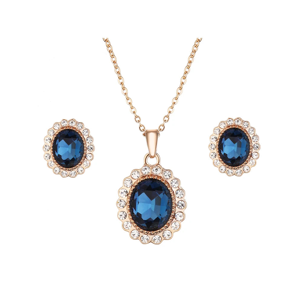 SHENGKE Luxury Blue Women’s Watch Gift Set – Jewelry Collection with Necklace & Earrings Olivia