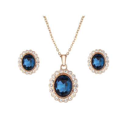 SHENGKE Luxury Blue Women’s Watch Gift Set – Jewelry Collection with Necklace & Earrings Olivia