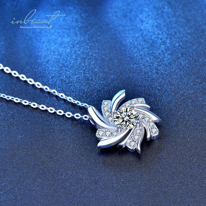 925 Silver Windmill Pendant Necklace – 1 Carat D-Color Moissanite, Brilliant Cut, Diamond-Tested Fine Jewelry for Women Amalia
