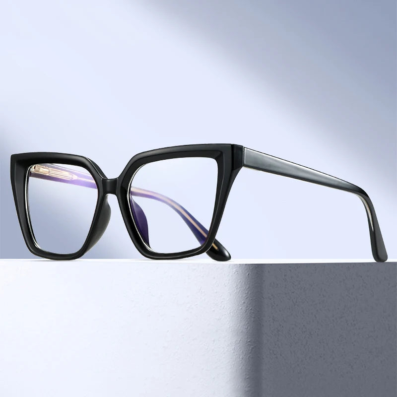 Women’s Square Blue Light Blocking Eyeglasses – TR90+CP Optical Frames | Custom Photochromic Anti-Blue Light Bezel
