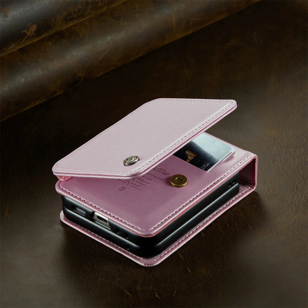 Retro PU Leather Flip Cover | Wallet Case with Card Slots & Kickstand for Samsung Galaxy Z Flip 5