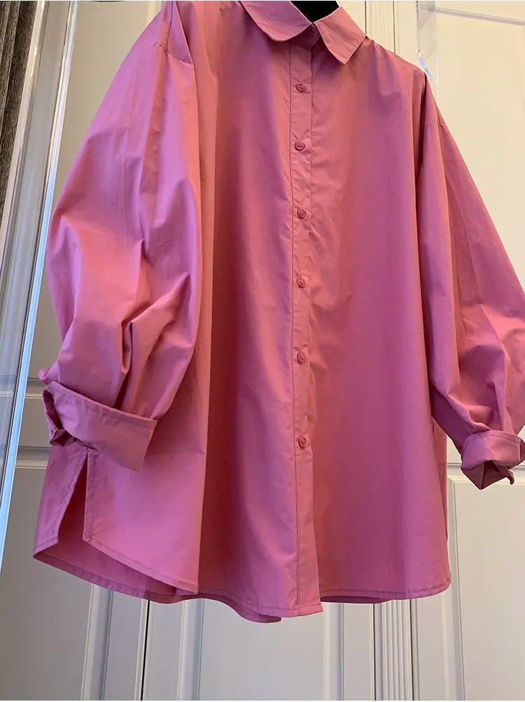 Women's Loose Bat Sleeve Blouse - Long Sleeve Doll Style Casual Top