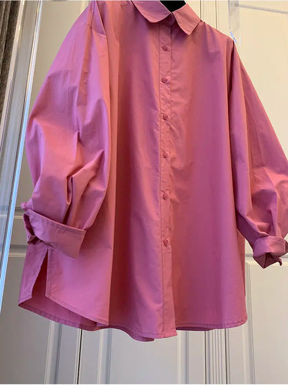 Women's Loose Bat Sleeve Blouse - Long Sleeve Doll Style Casual Top