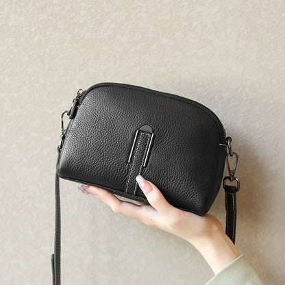 Women’s Genuine Leather Messenger Bag: Retro Togo Cowhide Mini Handbag for Ladies Norah