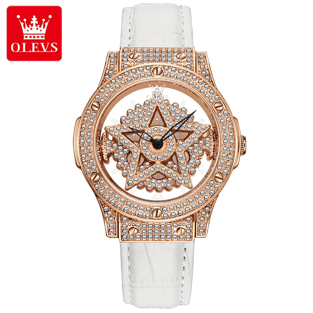 OLEVS 9938 Women’s Luxury Watch 2024 – Diamond Snowflake Dial, Fashion Elegant Design, Waterproof Ladies Wristwatch, Reloj Mujer