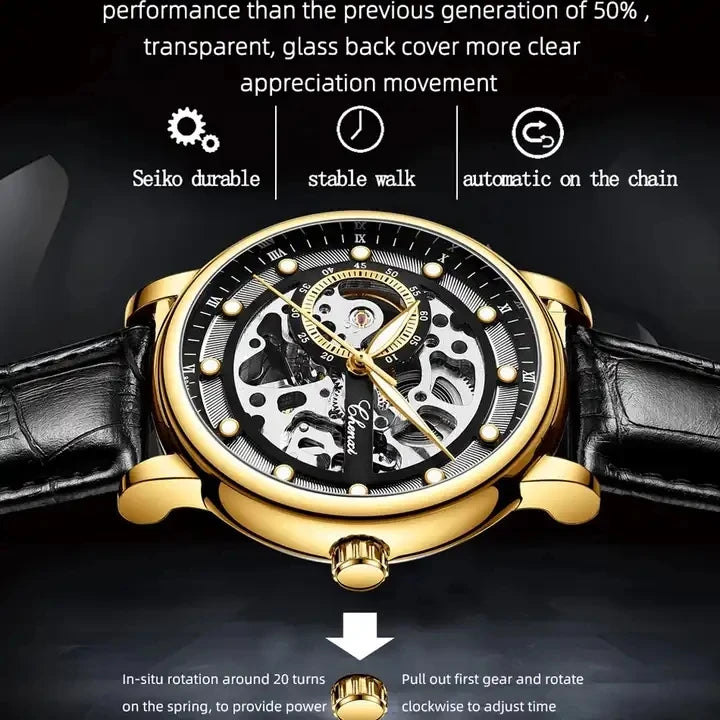CHENXI 8843 Men’s Luxury Mechanical Watch – Automatic Skeleton Design, Waterproof Business Wristwatch