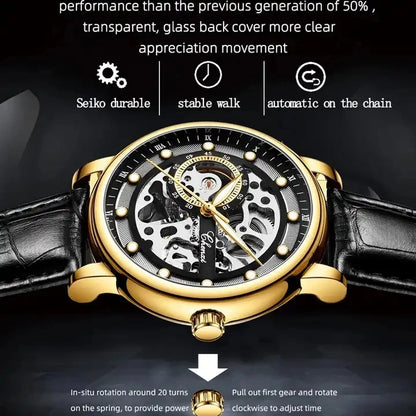 CHENXI 8843 Men’s Luxury Mechanical Watch – Automatic Skeleton Design, Waterproof Business Wristwatch