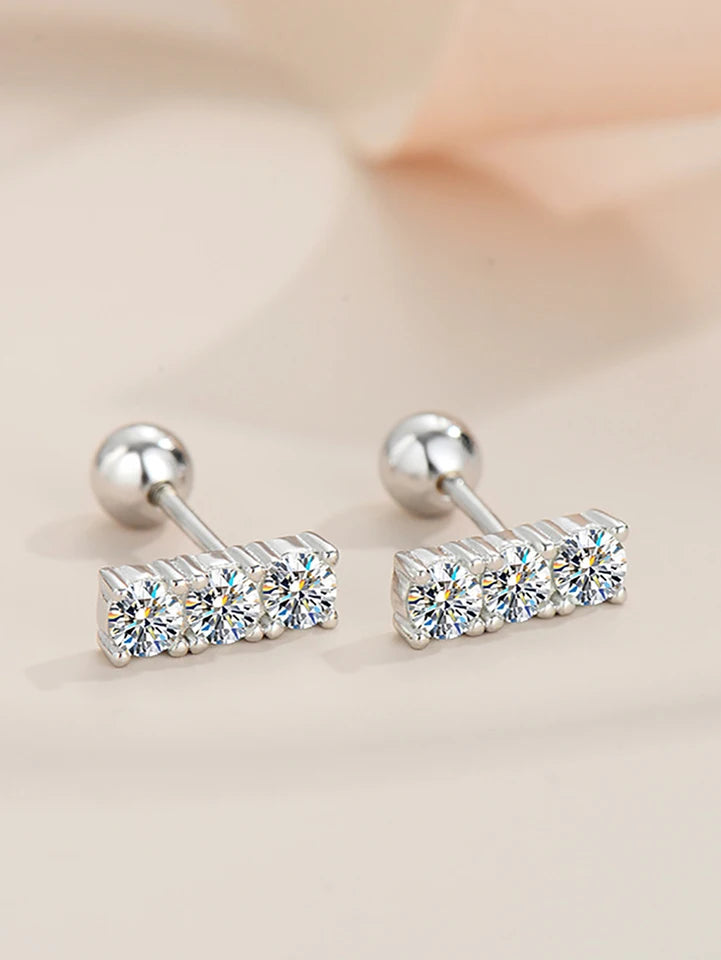 0.3 Carat Moissanite Straight Row Earrings – Luxury 925 Sterling Silver Trendy Design Joan