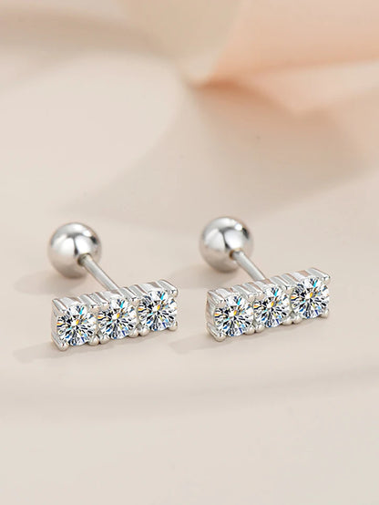 0.3 Carat Moissanite Straight Row Earrings – Luxury 925 Sterling Silver Trendy Design Joan