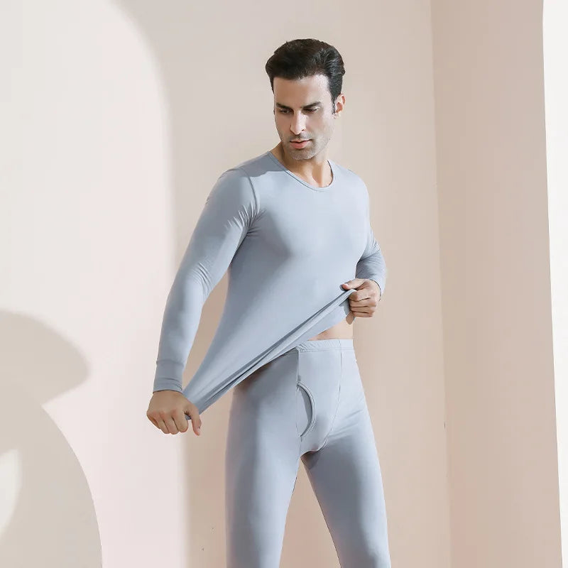 Men's Winter Thermal Underwear Set – Soft, High-Stretch, Thick, Warm O-Neck Tights for Maximum Comfort
