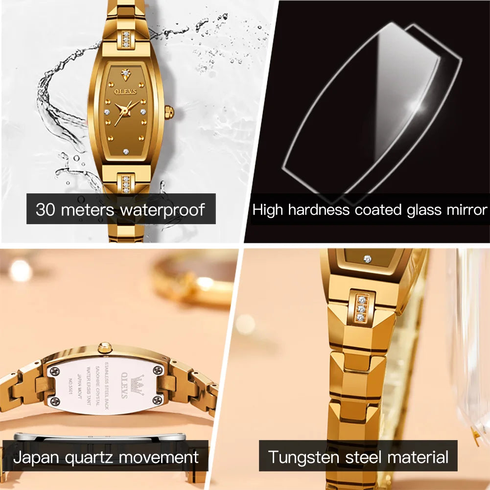 OLEVS 5501 Rose Gold Women's Quartz Watch – Waterproof 3ATM Alloy Wristwatch with Tungsten Steel Color Aubrey