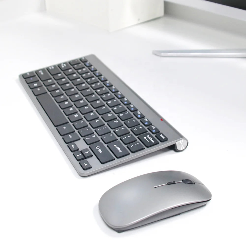 Portable Ultra-Thin Wireless Keyboard and Mouse Combo - Silent 2.4GHz Set for PC, Tablet, and Notebook