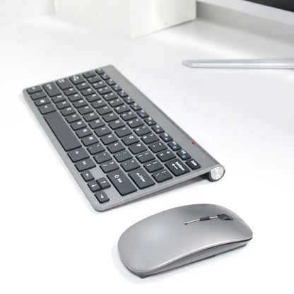 Portable Ultra-Thin Wireless Keyboard and Mouse Combo - Silent 2.4GHz Set for PC, Tablet, and Notebook