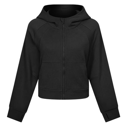 Women's Oversized Cropped Fleece Hoodie | Cozy Winter Warm Hooded Sweatshirt