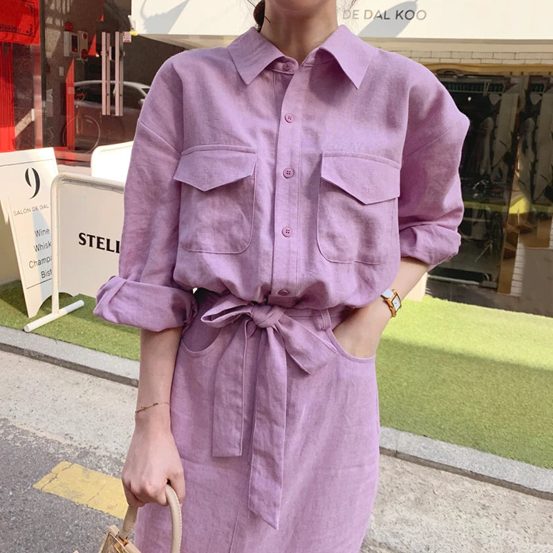 Women's French Lapel Dress | Slim Fit Single-Breasted Solid Color Fashion Judy