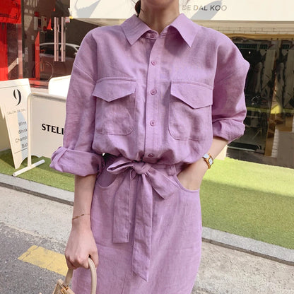 Women's French Lapel Dress | Slim Fit Single-Breasted Solid Color Fashion Judy
