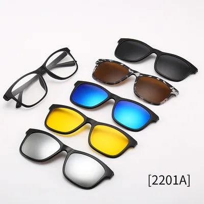 5-in-1 Polarized Magnetic Clip-On Sunglasses for Men & Women – Optical Frame with Magnet Clip-On Sun Glasses Robb