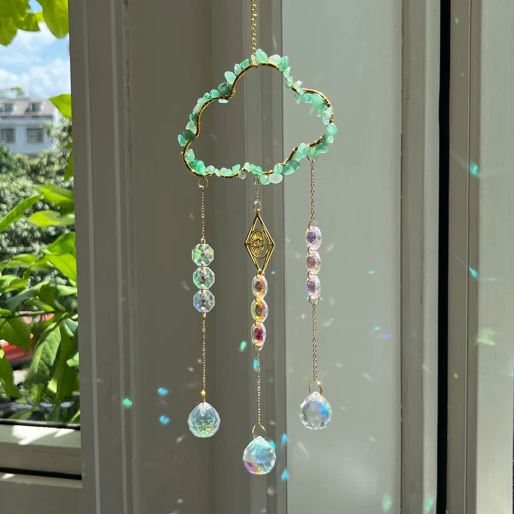 Cloud-Shaped Crystal Engraving: Feng Shui Sun Catcher for Home Decor, Energy Healing