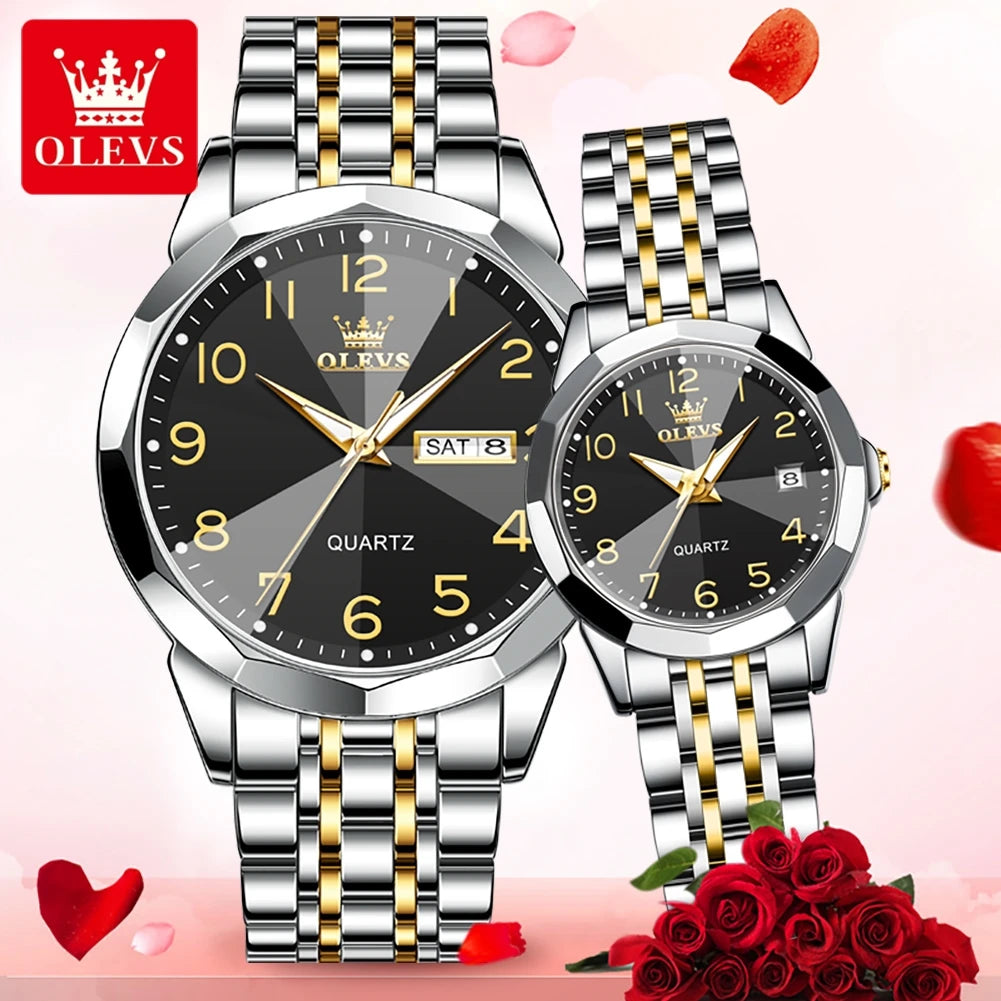 OLEVS 9970 Fashion Quartz Watches: Affordable Business Wrist Watches for Men & Women | Perfect Couple Gift Set