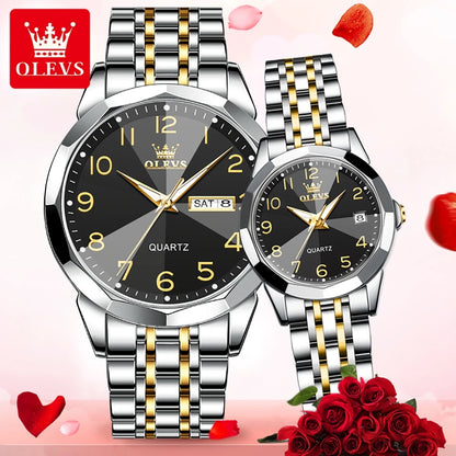OLEVS 9970 Fashion Quartz Watches: Affordable Business Wrist Watches for Men & Women | Perfect Couple Gift Set