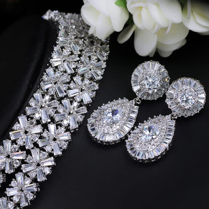 4-Piece Sparkling Cubic Zirconia Jewelry Set | Luxury Necklace, Earrings, Bracelet & Ring for Women Amanda