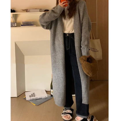 Women’s Knitted Cardigan – Mid-Length Loose Knitwear, Long Sleeve Casual Sweater Coat for Autumn and Winter Valerie