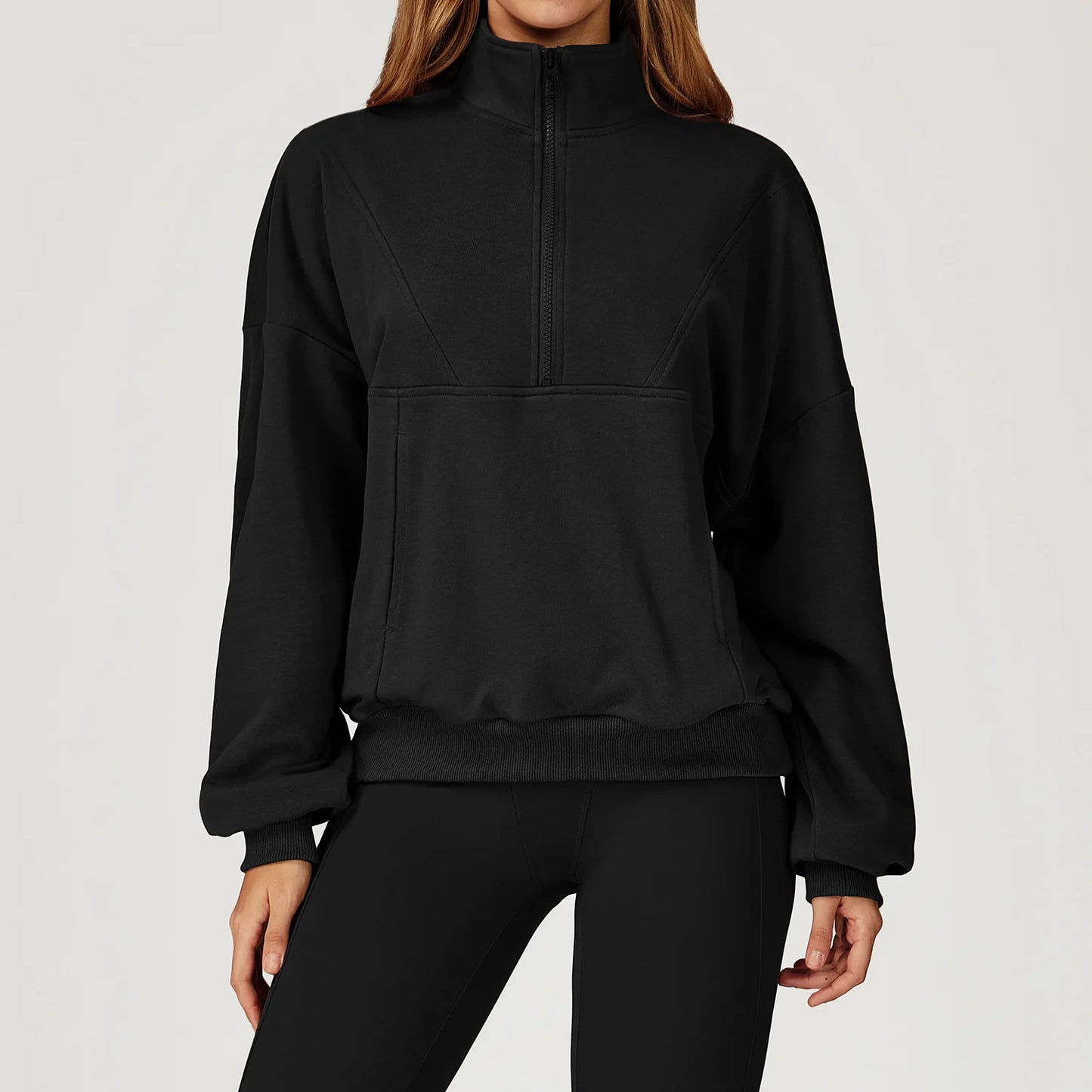 Women's Half-Zip Stand Collar Sweatshirt – Soft, Skin-Friendly, Windproof Yoga & Gym Top for Outdoor Wear Krizette