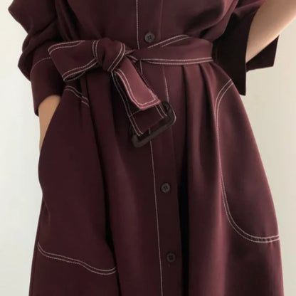 Spring & Autumn Korean Elegant A-Line Dress | Women's Loose Long Sleeve Temperament Dress Bianca