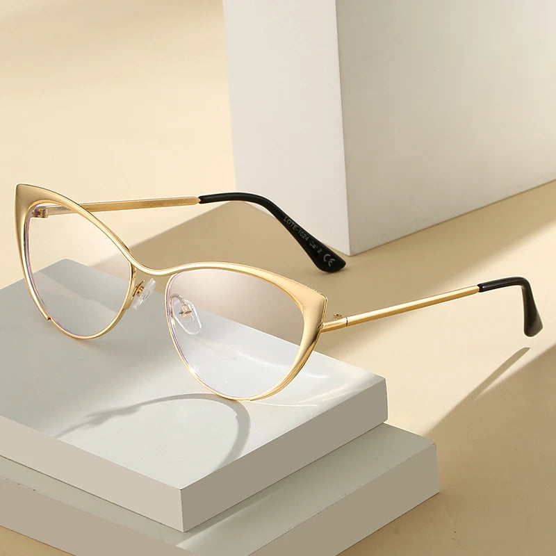 Metal Squared Frame Blue Light Blocking Eyeglasses | Fashionable Unisex Glasses for Men and Women Blanche