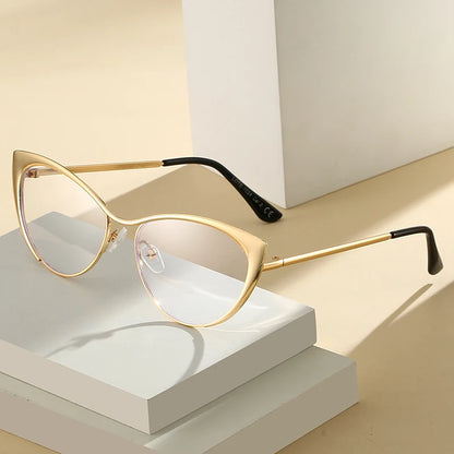 Metal Squared Frame Blue Light Blocking Eyeglasses | Fashionable Unisex Glasses for Men and Women Blanche
