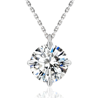 1 Carat Moissanite Pendant Necklace – 925 Sterling Silver White Gold-Plated VVS Round Solitaire Halo Moissanite Diamond Chain
