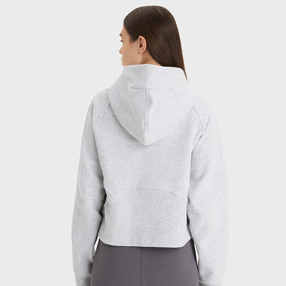 Women's Oversized Cropped Fleece Hoodie | Cozy Winter Warm Hooded Sweatshirt