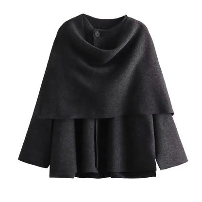 Vintage Long Sleeve Knitted Coat with Scarf – Women's Autumn Sweater Aurora