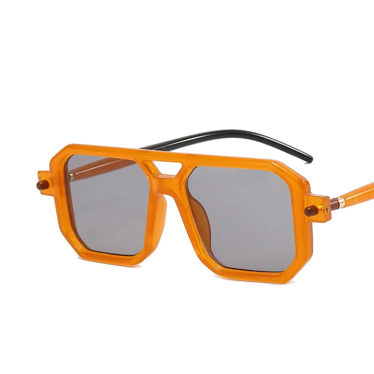 Vintage Square 70s Sunglasses for Women & Men | Retro Flat Top Rectangle Shades with Double Bridge Nesta